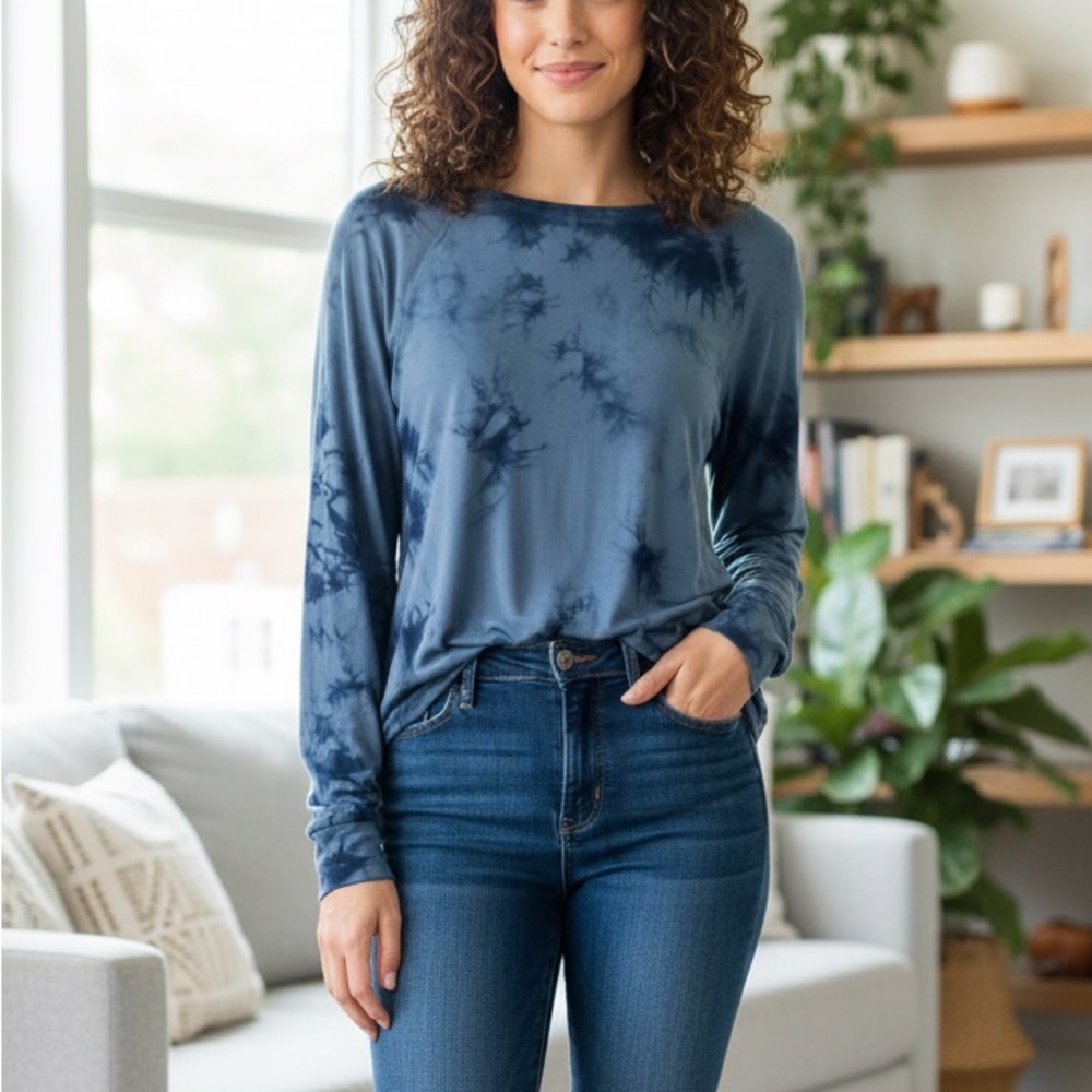 Joy Lab Ultra Soft Tie Dye Athleisure Long Sleeve Yoga Top L